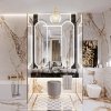 Lampa szklana plafon kula ryflowana szary lister kinkiet duża glamour złoty PALOMA 8518 Argon